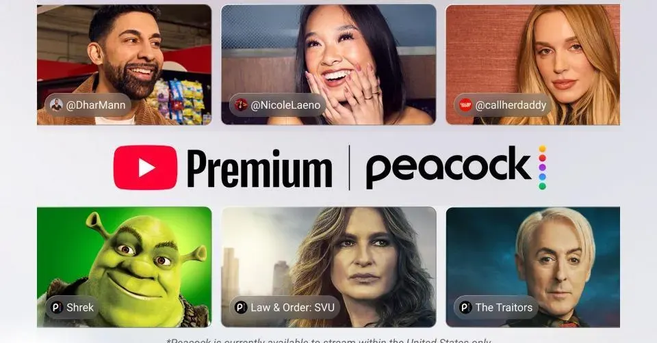 YouTube Premium明年将包含Peacock服务 图片