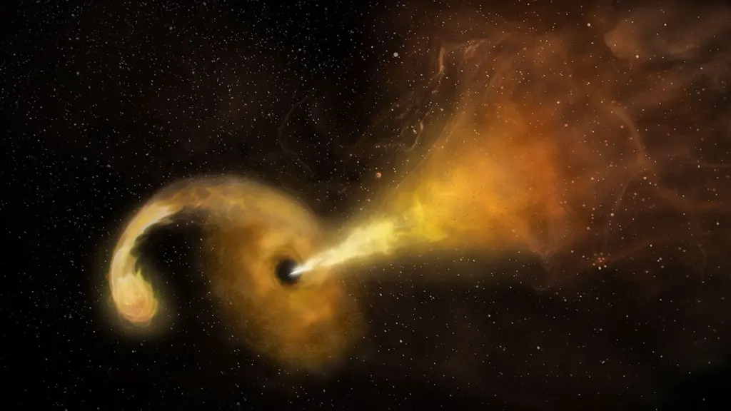 罕见的流浪黑洞吞噬恒星 图片