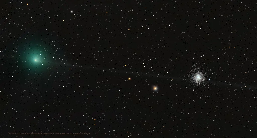 天文学家发现周期彗星10P/Tempel 2与球状星团M30在夜空中的罕见相遇 图片
