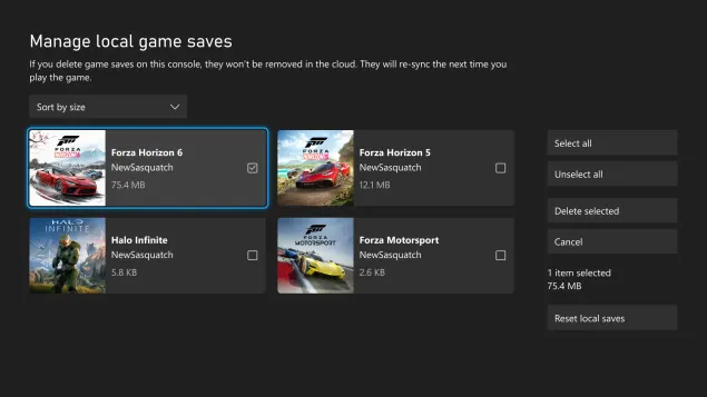 Xbox最新更新：玩家可自主选择删除旧存档 图片
