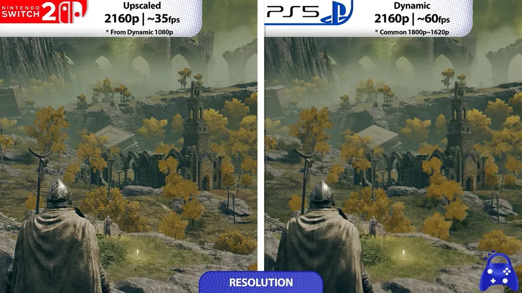 艾尔登环在任天堂Switch 2和PS5上的画质对比 图片