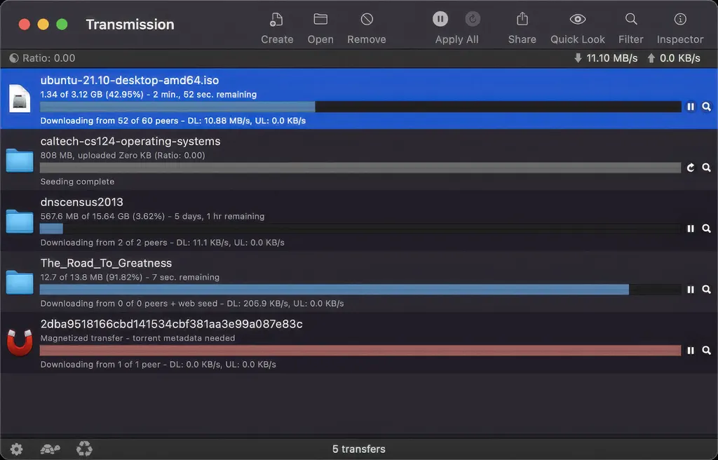 Transmission：轻量级的BitTorrent客户端 图片
