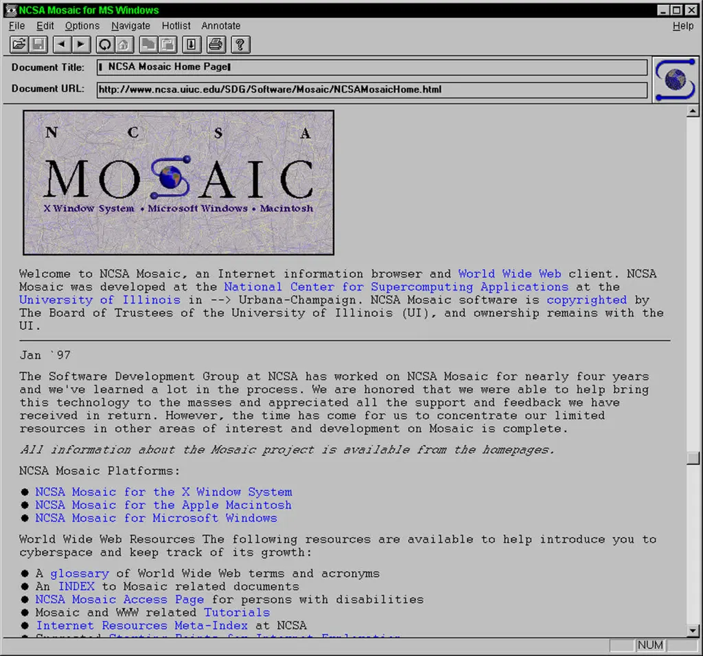 Mosaic：首个广泛使用的网页浏览器 图片