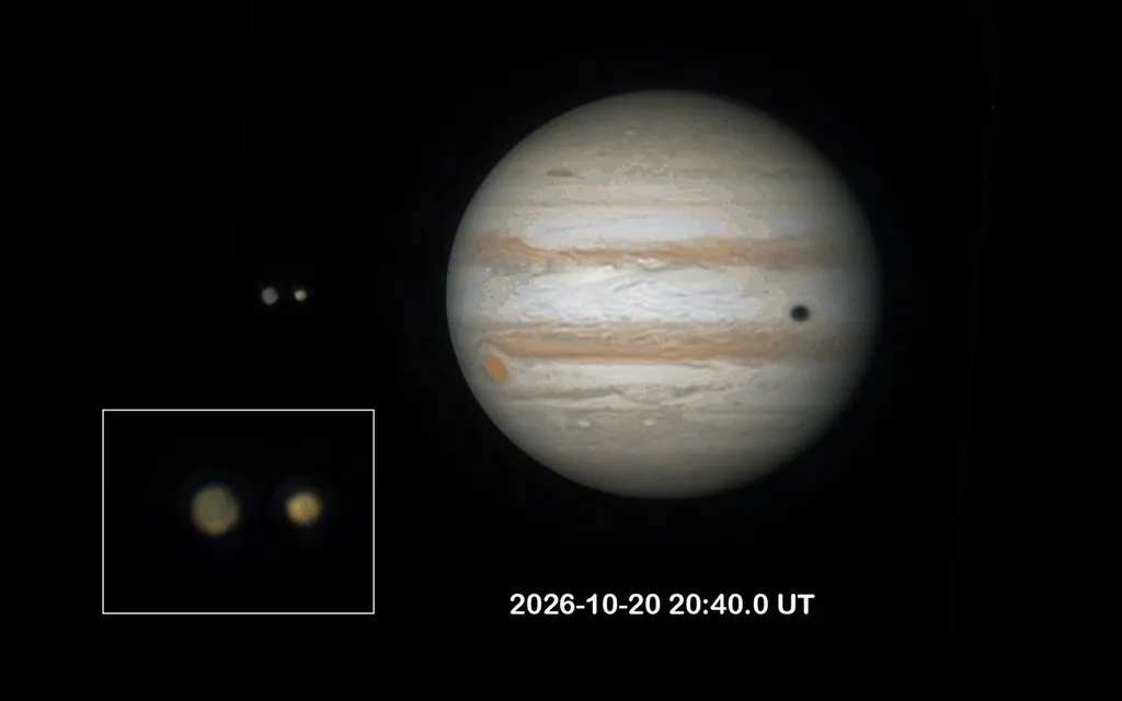 天文每日一图：木星伽利略卫星木卫三与木卫一互掩 图片